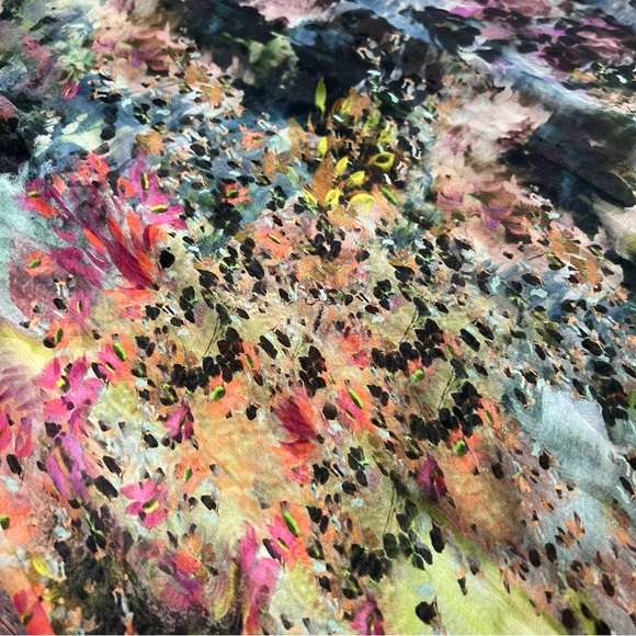 Bryn Walker Silk dress floral tie dye sheer shift Midi Dress Small NWT - Picture 17 of 17